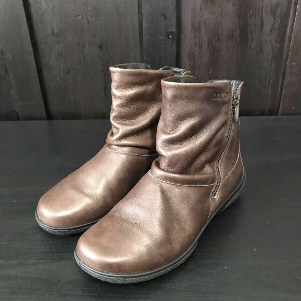 Hotter Women's Leather Whisper Faux Fur Lined Ankle Boots Booties Brown Size 9